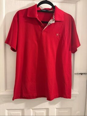 Burberry Red Polo with Signature Check Trim